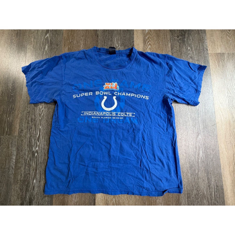 Quail Hollow Indianapolis Colts T-Shirt Mens Large Blue Super Bowl XLI Champions